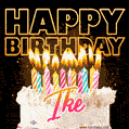 Ike - Animated Happy Birthday Cake GIF for WhatsApp