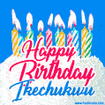 Happy Birthday GIF for Ikechukwu with Birthday Cake and Lit Candles