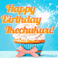 Happy Birthday, Ikechukwu! Elegant cupcake with a sparkler.