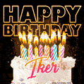 Iker - Animated Happy Birthday Cake GIF for WhatsApp