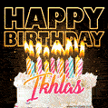 Ikhlas - Animated Happy Birthday Cake GIF Image for WhatsApp