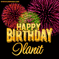 Wishing You A Happy Birthday, Ilanit! Best fireworks GIF animated greeting card.