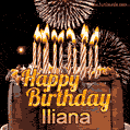 Chocolate Happy Birthday Cake for Iliana (GIF)