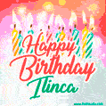 Happy Birthday GIF for Ilinca with Birthday Cake and Lit Candles