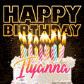 Ilyanna - Animated Happy Birthday Cake GIF Image for WhatsApp