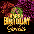 Wishing You A Happy Birthday, Imelda! Best fireworks GIF animated greeting card.