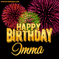Wishing You A Happy Birthday, Imma! Best fireworks GIF animated greeting card.