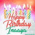 Happy Birthday GIF for Inaaya with Birthday Cake and Lit Candles