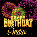 Wishing You A Happy Birthday, India! Best fireworks GIF animated greeting card.