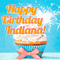 Happy Birthday, Indiana! Elegant cupcake with a sparkler.