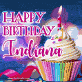 Happy Birthday Indiana - Lovely Animated GIF