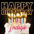 Indigo - Animated Happy Birthday Cake GIF Image for WhatsApp