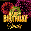 Wishing You A Happy Birthday, Innis! Best fireworks GIF animated greeting card.