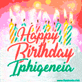 Happy Birthday GIF for Iphigeneia with Birthday Cake and Lit Candles