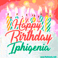 Happy Birthday GIF for Iphigenia with Birthday Cake and Lit Candles