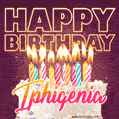 Iphigenia - Animated Happy Birthday Cake GIF Image for WhatsApp