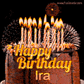 Chocolate Happy Birthday Cake for Ira (GIF)