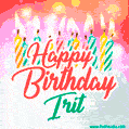 Happy Birthday GIF for Irit with Birthday Cake and Lit Candles