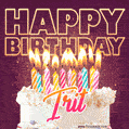 Irit - Animated Happy Birthday Cake GIF Image for WhatsApp