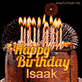 Chocolate Happy Birthday Cake for Isaak (GIF)