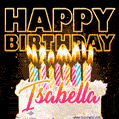 Isabella - Animated Happy Birthday Cake GIF Image for WhatsApp