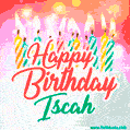 Happy Birthday GIF for Iscah with Birthday Cake and Lit Candles