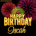 Wishing You A Happy Birthday, Iscah! Best fireworks GIF animated greeting card.