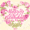Pink rose heart shaped bouquet - Happy Birthday Card for Iscah