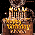 Chocolate Happy Birthday Cake for Ishana (GIF)