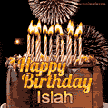 Chocolate Happy Birthday Cake for Islah (GIF)