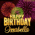 Wishing You A Happy Birthday, Issabella! Best fireworks GIF animated greeting card.