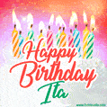 Happy Birthday GIF for Ita with Birthday Cake and Lit Candles
