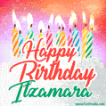 Happy Birthday GIF for Itzamara with Birthday Cake and Lit Candles
