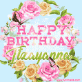 Beautiful Birthday Flowers Card for Itzayanna with Animated Butterflies