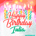 Happy Birthday GIF for Iulia with Birthday Cake and Lit Candles