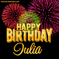 Wishing You A Happy Birthday, Iulia! Best fireworks GIF animated greeting card.