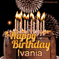 Chocolate Happy Birthday Cake for Ivania (GIF)