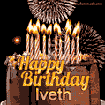 Chocolate Happy Birthday Cake for Iveth (GIF)