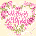 Pink rose heart shaped bouquet - Happy Birthday Card for Ixtli