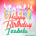 Happy Birthday GIF for Izabela with Birthday Cake and Lit Candles