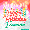 Happy Birthday GIF for Izanami with Birthday Cake and Lit Candles
