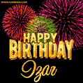 Wishing You A Happy Birthday, Izar! Best fireworks GIF animated greeting card.