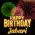 Wishing You A Happy Birthday, Jabari! Best fireworks GIF animated greeting card.
