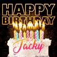Jacky - Animated Happy Birthday Cake GIF for WhatsApp