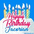 Happy Birthday GIF for Jacorian with Birthday Cake and Lit Candles