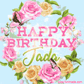 Beautiful Birthday Flowers Card for Jada with Animated Butterflies