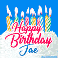 Happy Birthday GIF for Jae with Birthday Cake and Lit Candles