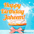 Happy Birthday, Jaheem! Elegant cupcake with a sparkler.