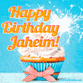 Happy Birthday, Jaheim! Elegant cupcake with a sparkler.