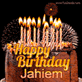 Chocolate Happy Birthday Cake for Jahiem (GIF)